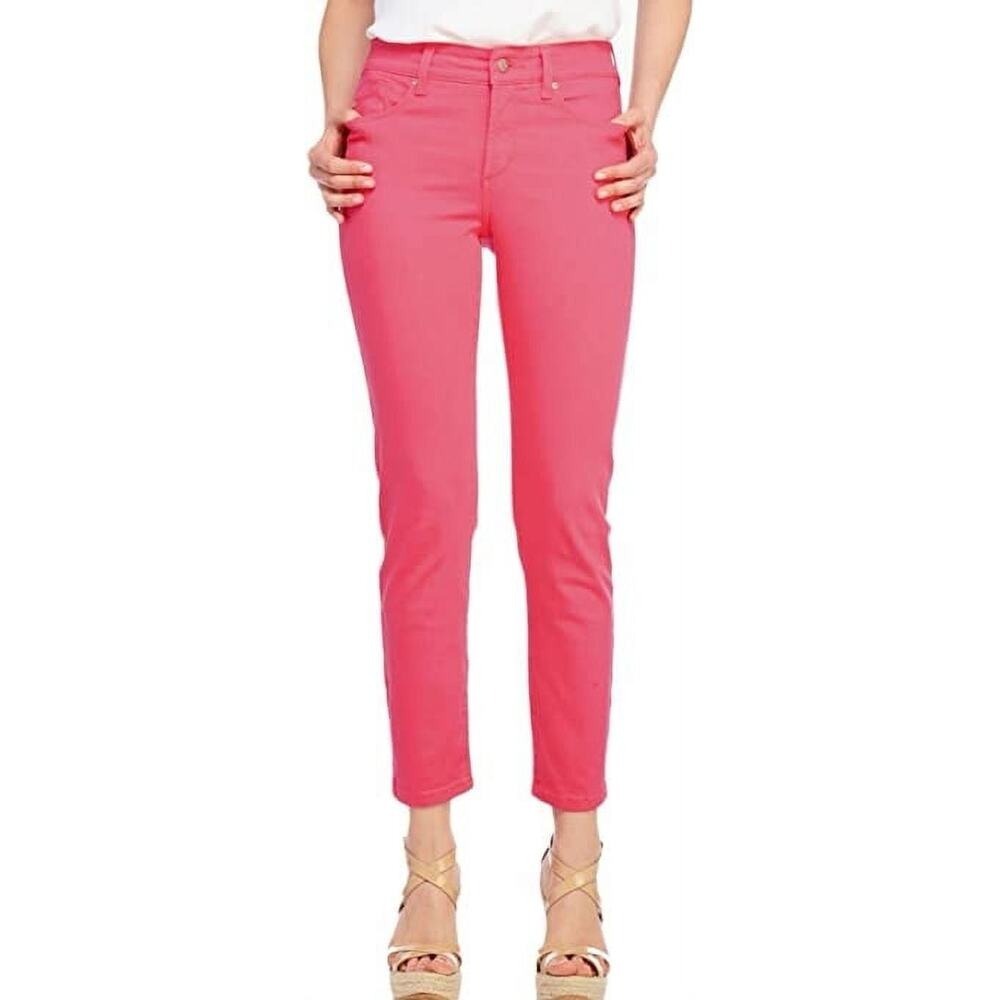 NYDJ Women's 14 Ankle Jeans Bright Pink Watermelon Cropped Stretch‎ Lift Tuck